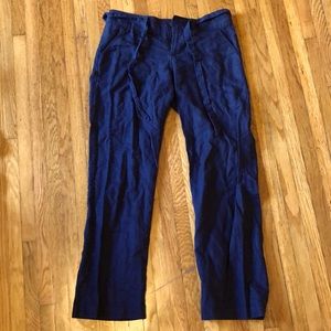 Navy blue linen and cotton trousers